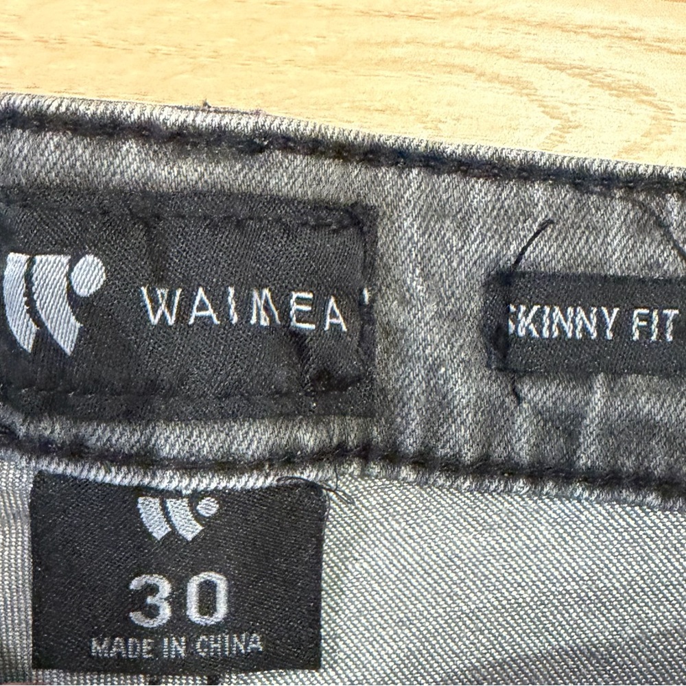 Gray Skinny Fit Distressed Jeans with Black Side Stripe - Picture 4 of 4